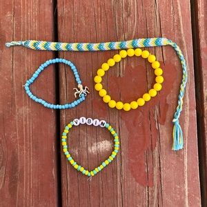 4 Blue Yellow bracelet set